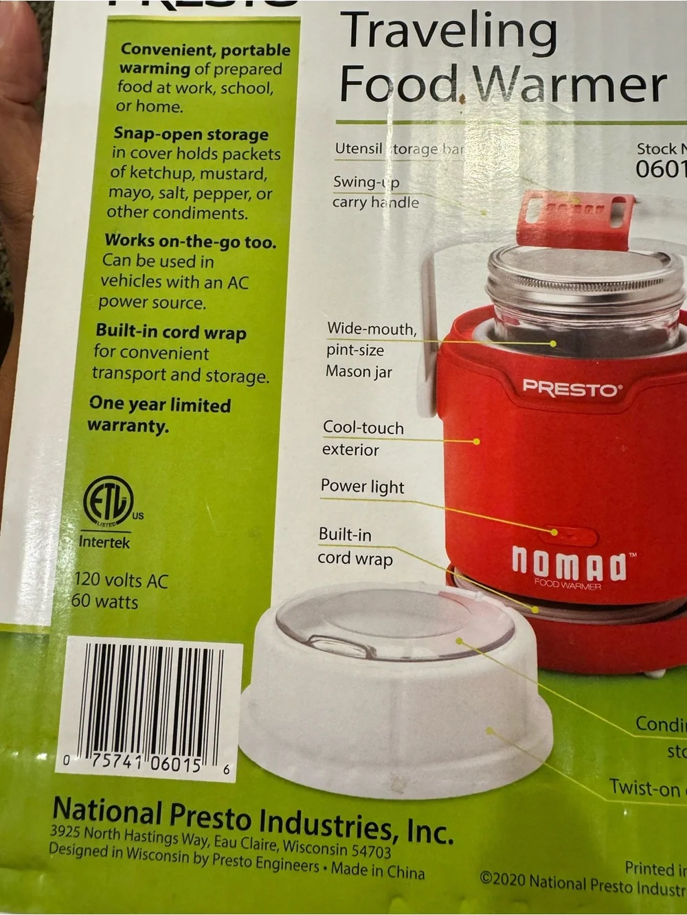 Presto Nomad Mason Jar Traveling Food Warmer — Red
